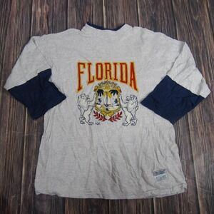 Vintage Florida Shirt Mens XL Gray Navy Graphic MacGregor Made USA 90s